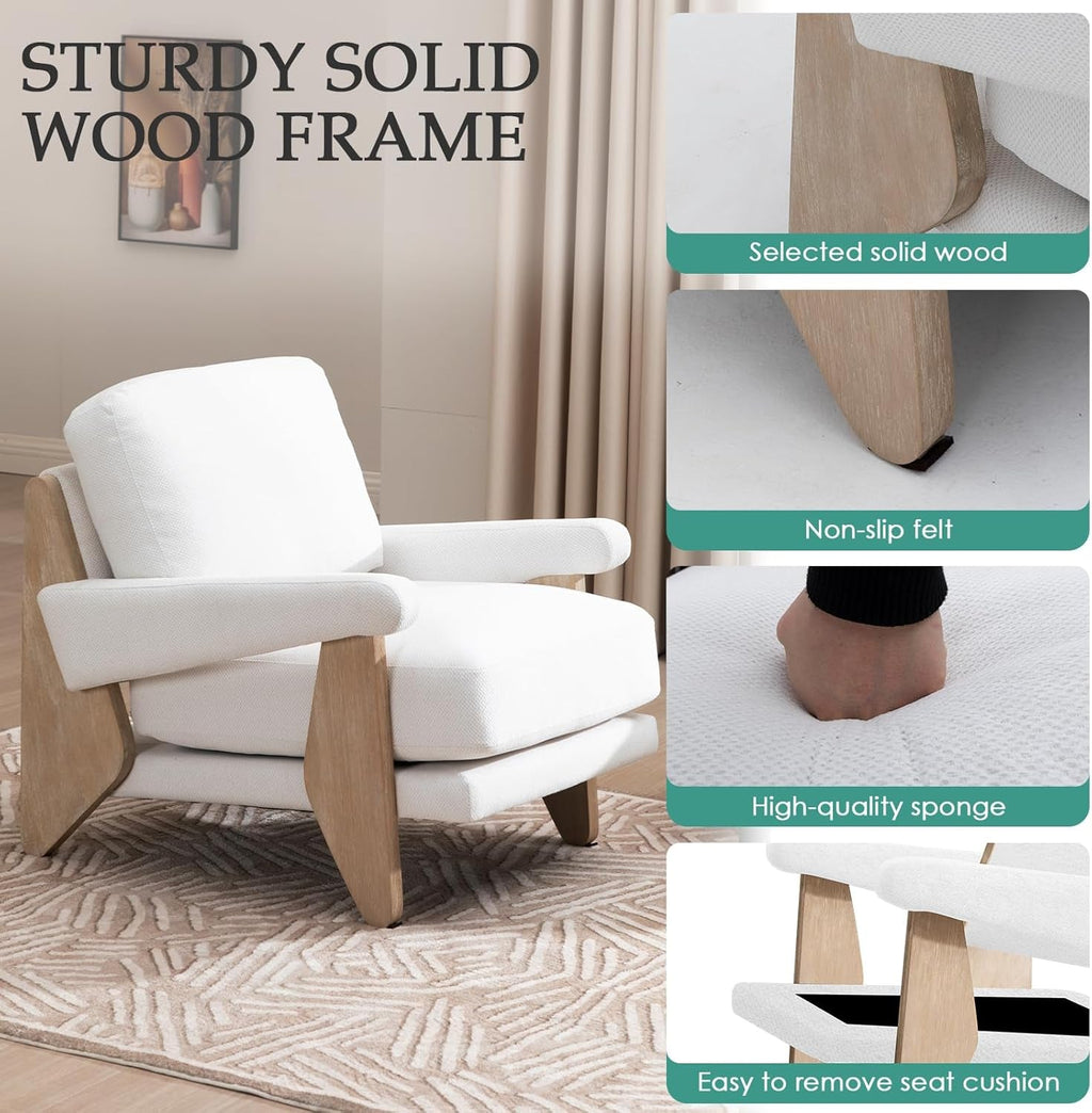 Chenille Ivory Accent Chair