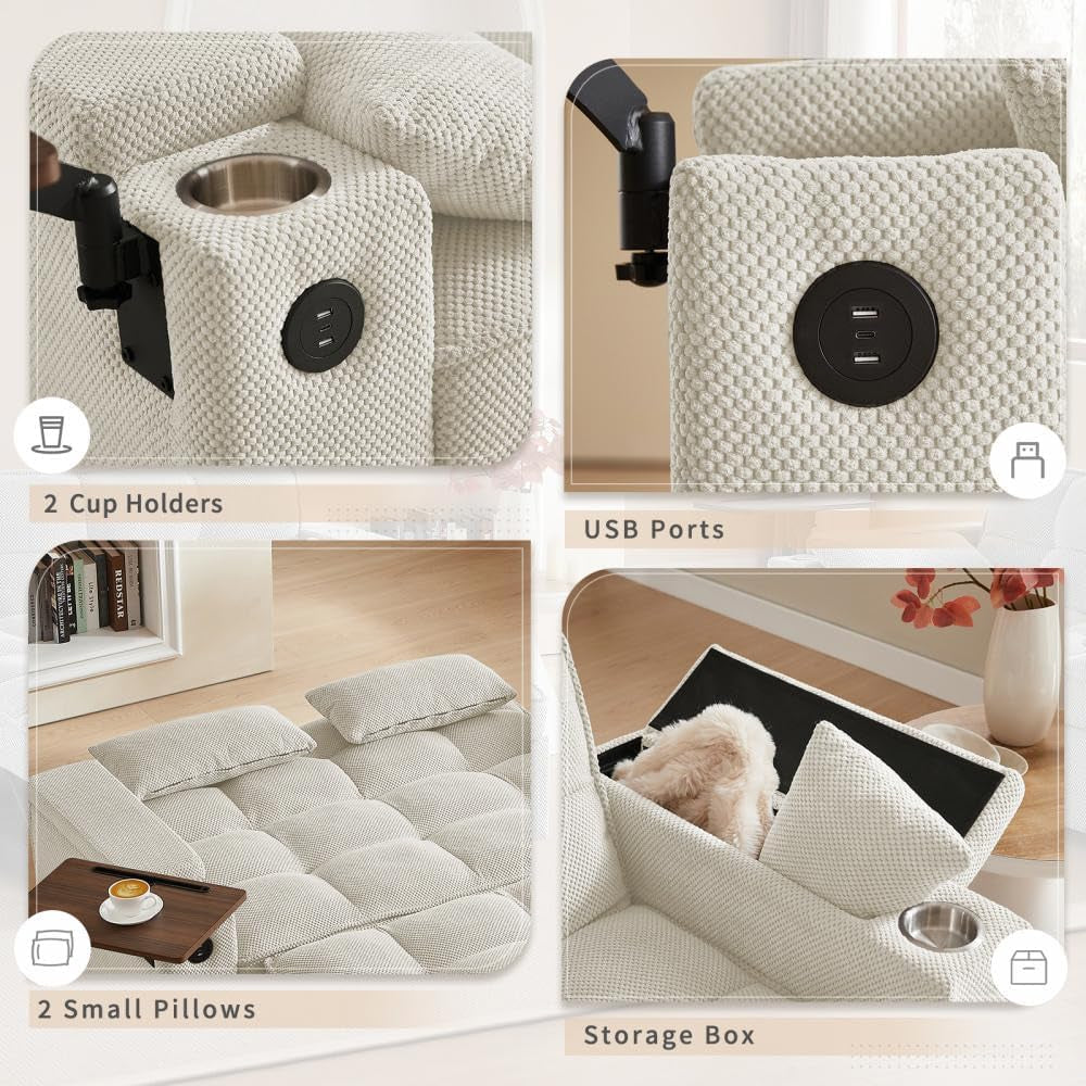 65Inch Convertible Sleeper Sofa With Adjustable Backrest