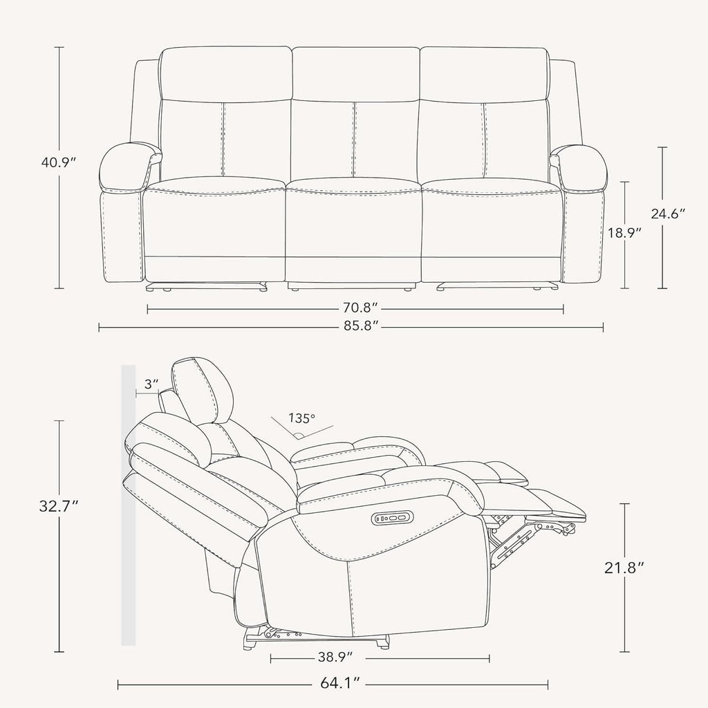Monterey Leather Recliner Sofa