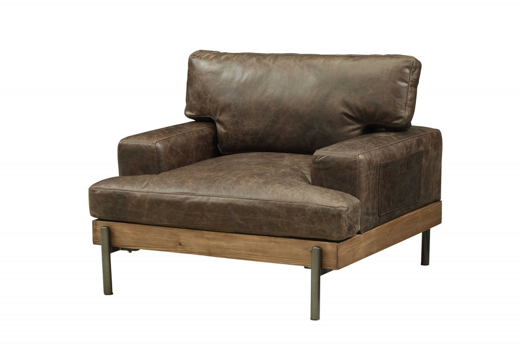Distressed Chocolate Leather Chair