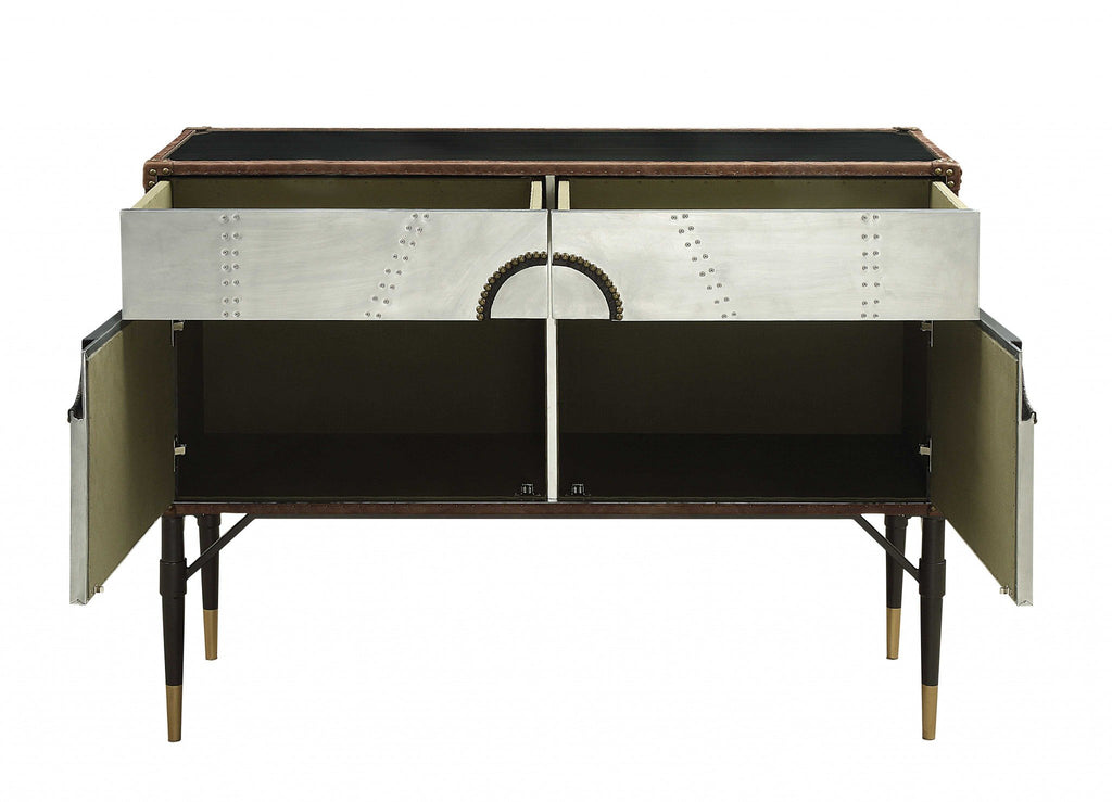 La Jolla Leather and Aluminum Table