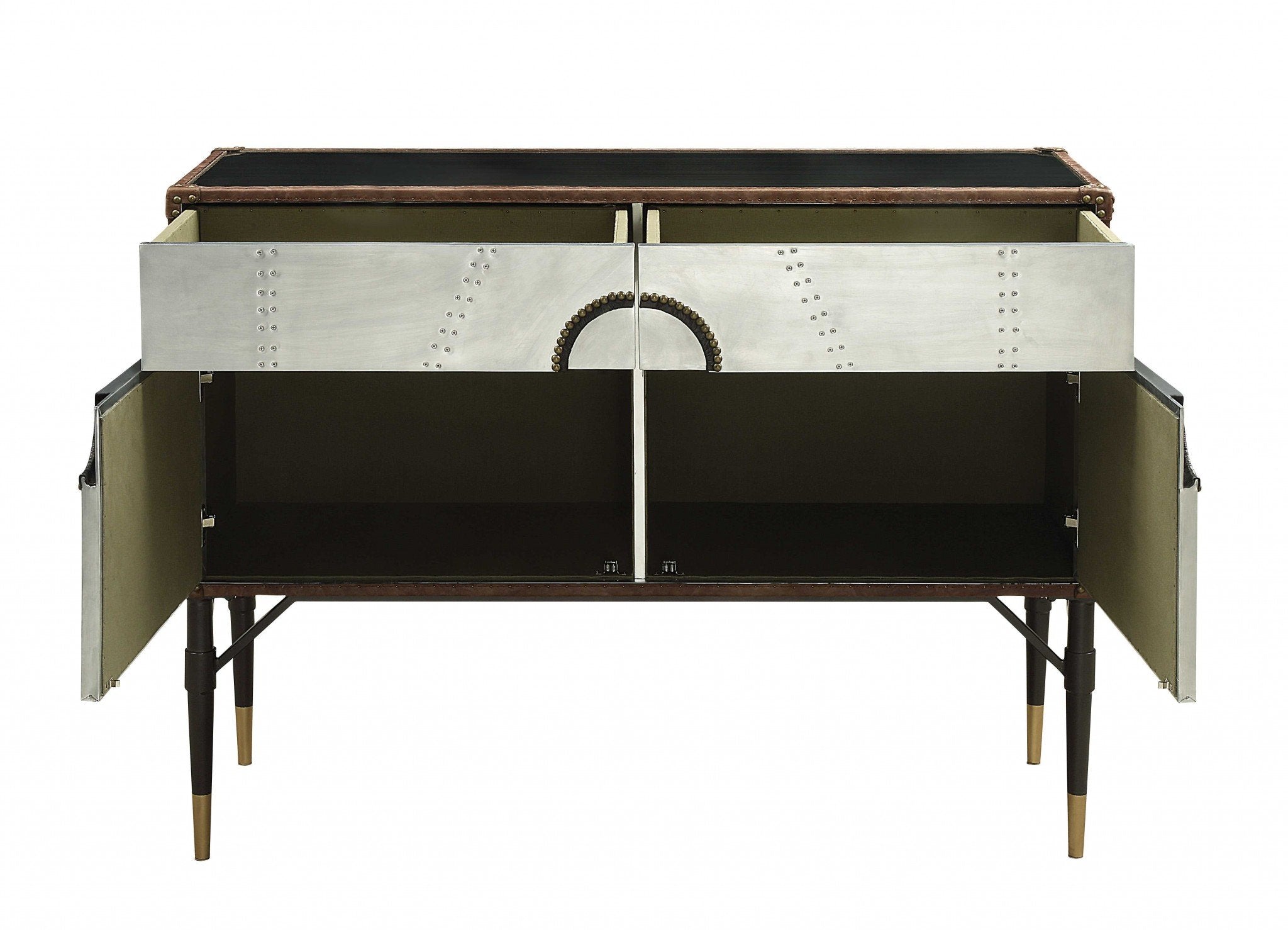 La Jolla Leather and Aluminum Table