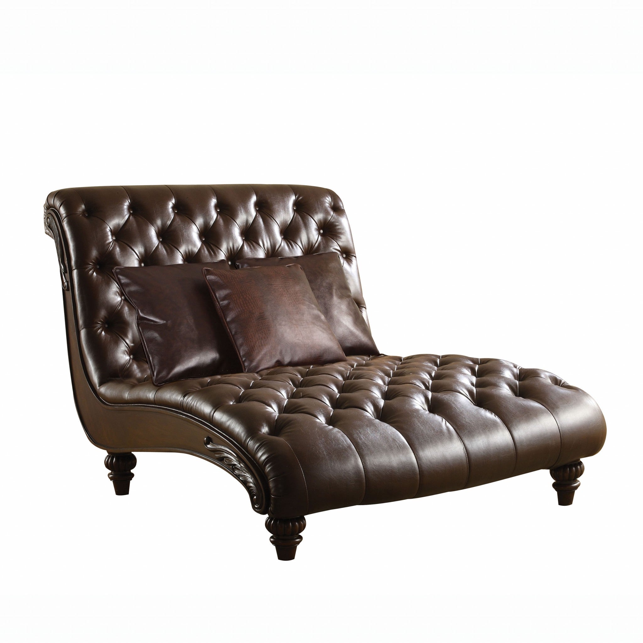 Espresso Leather Tufted Lounge Chair