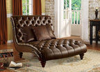 Espresso Leather Tufted Lounge Chair