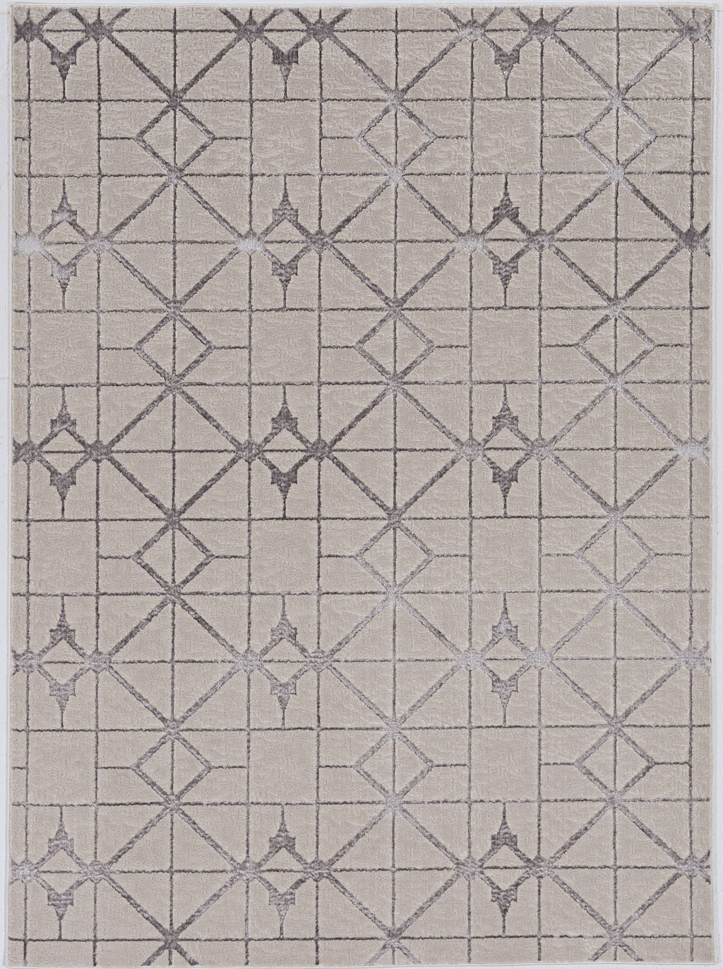 Turkish Woven Silver Geometric Area Rug