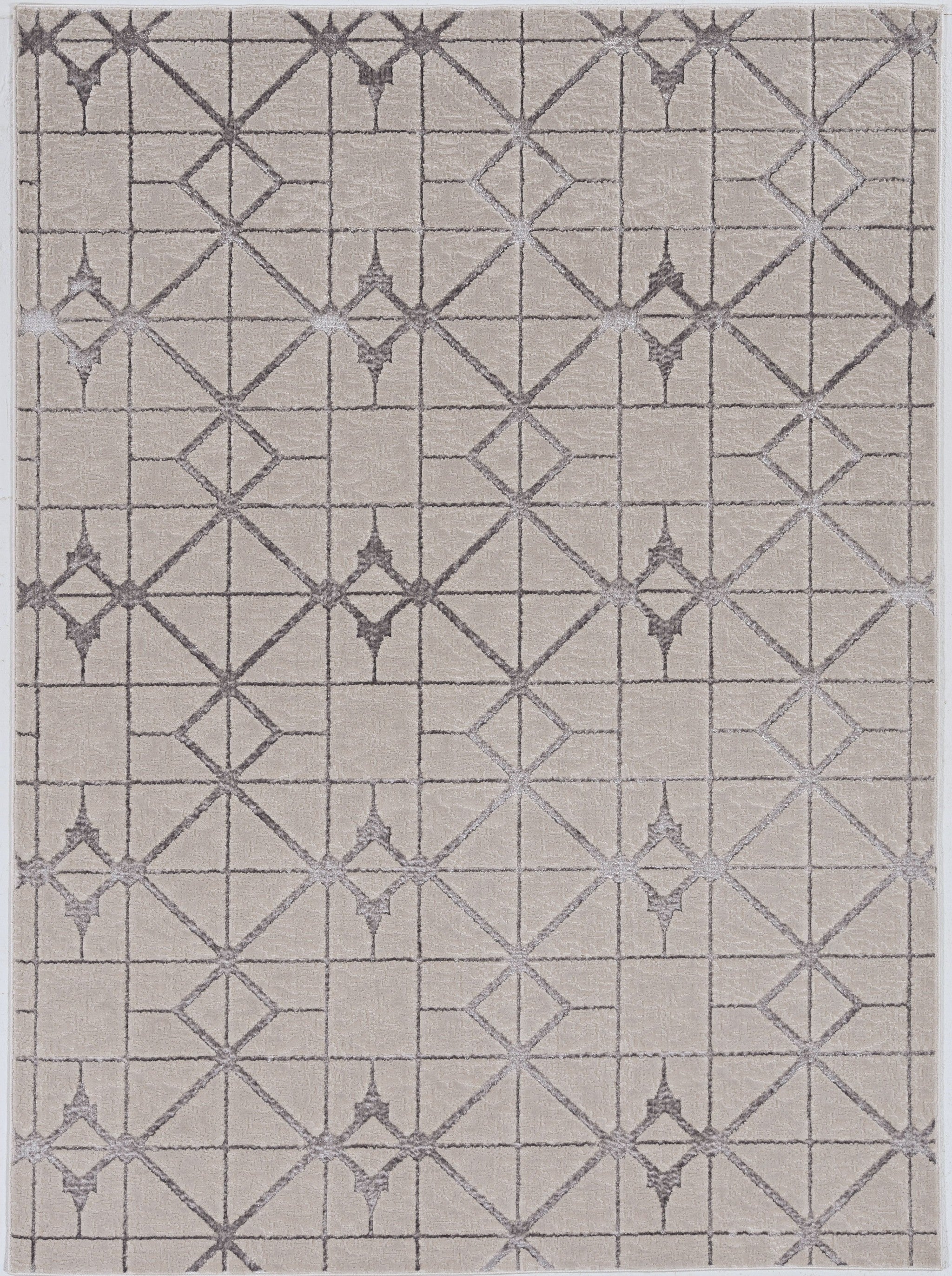 Turkish Woven Silver Geometric Area Rug