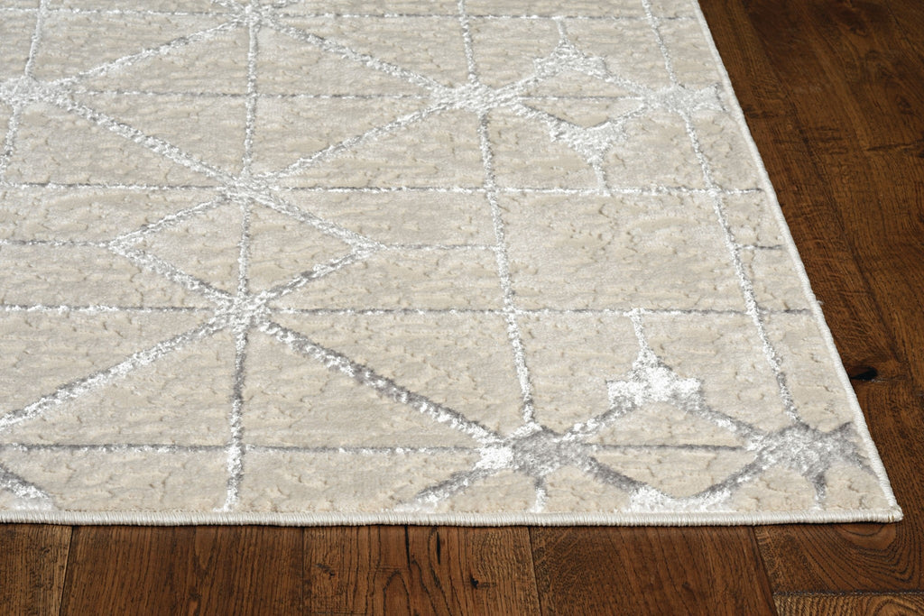 Turkish Woven Silver Geometric Area Rug