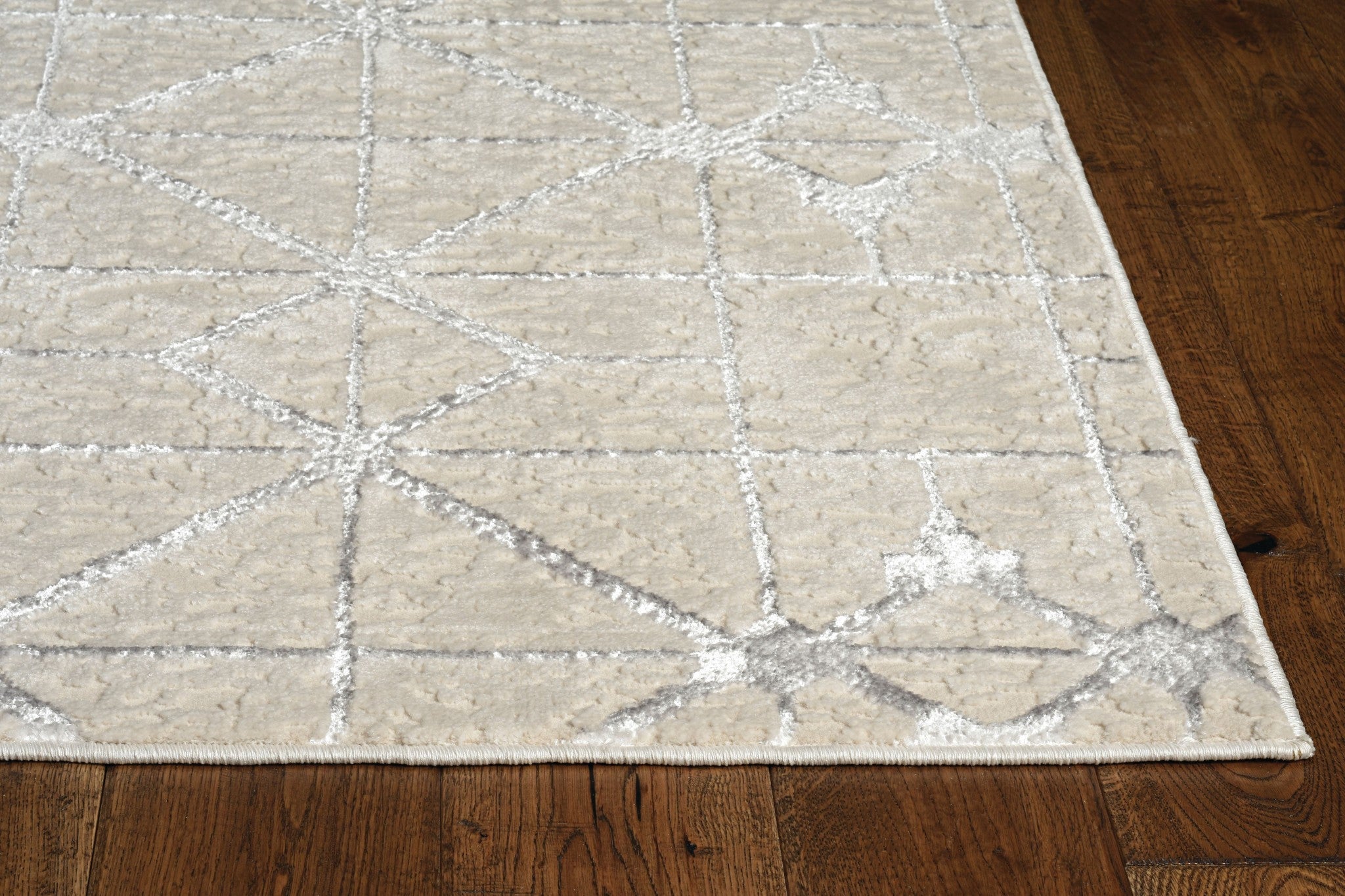 Turkish Woven Silver Geometric Area Rug