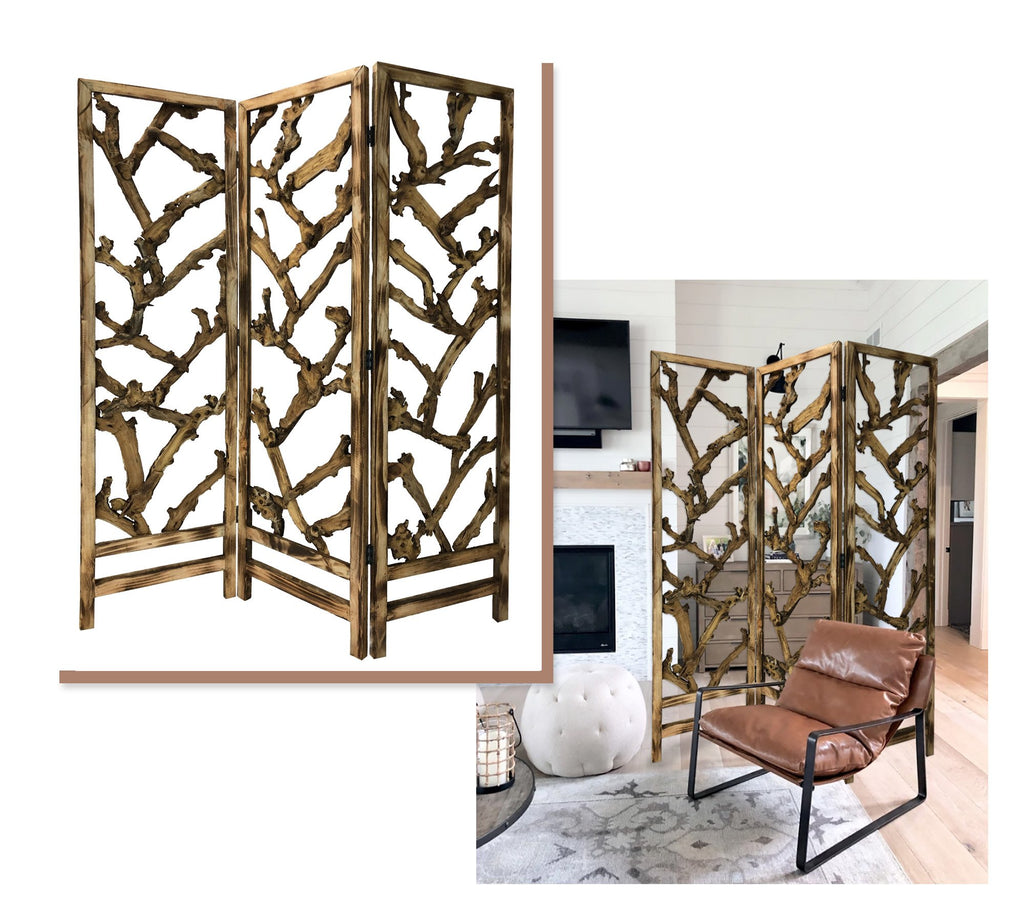 Rustic Wood Root Room Divider