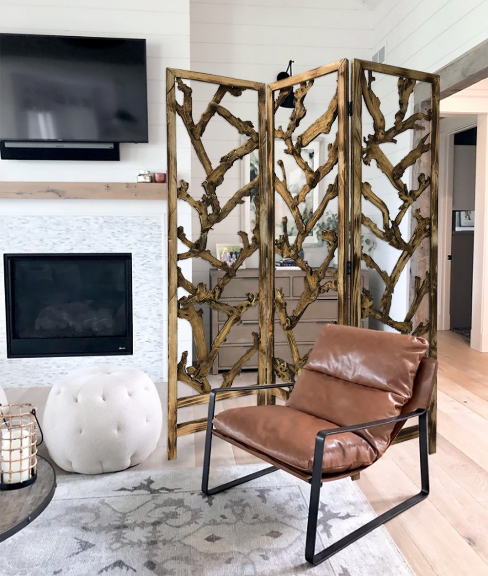 Rustic Wood Root Room Divider