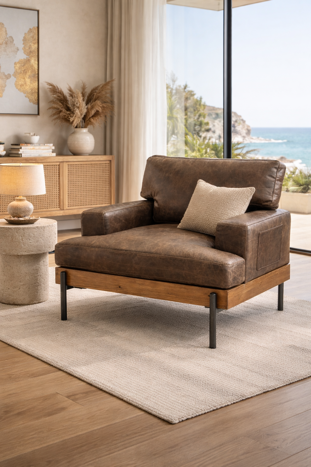Distressed Chocolate Leather Chair