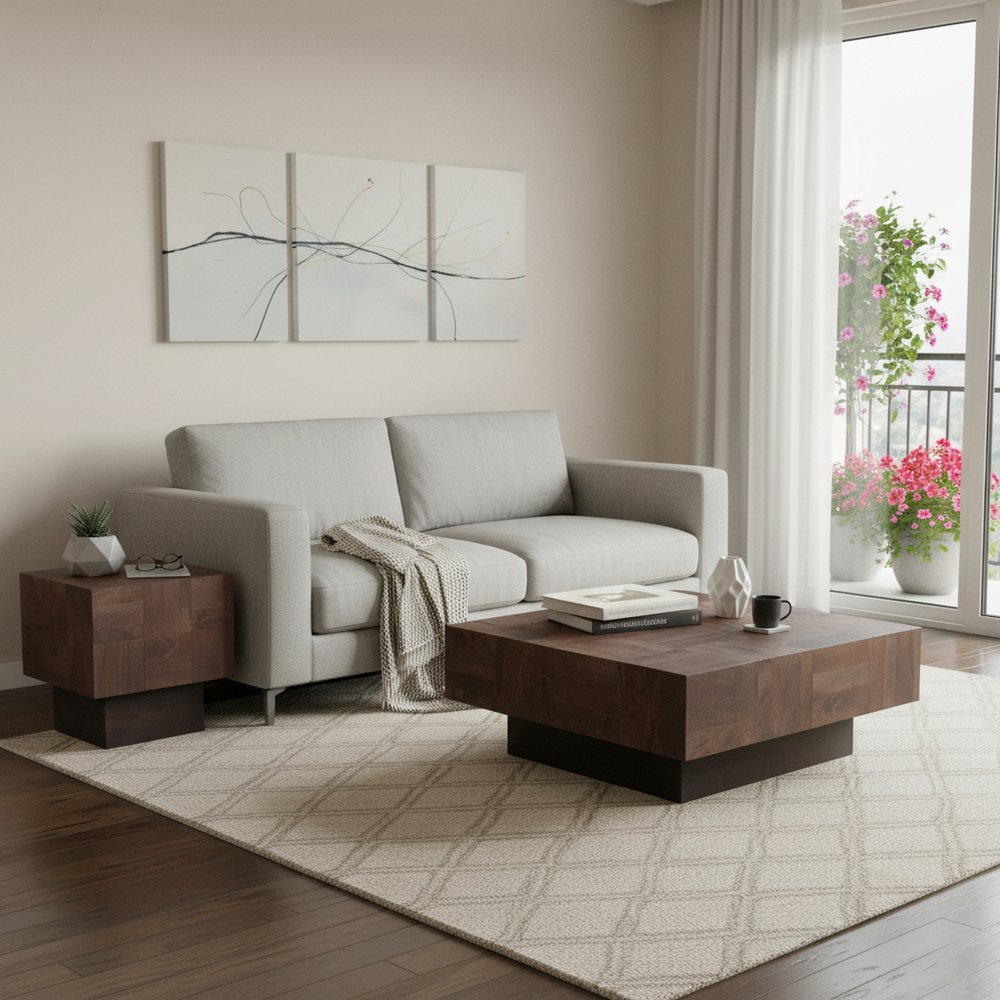 Monterey Natural Wood Square Table Set