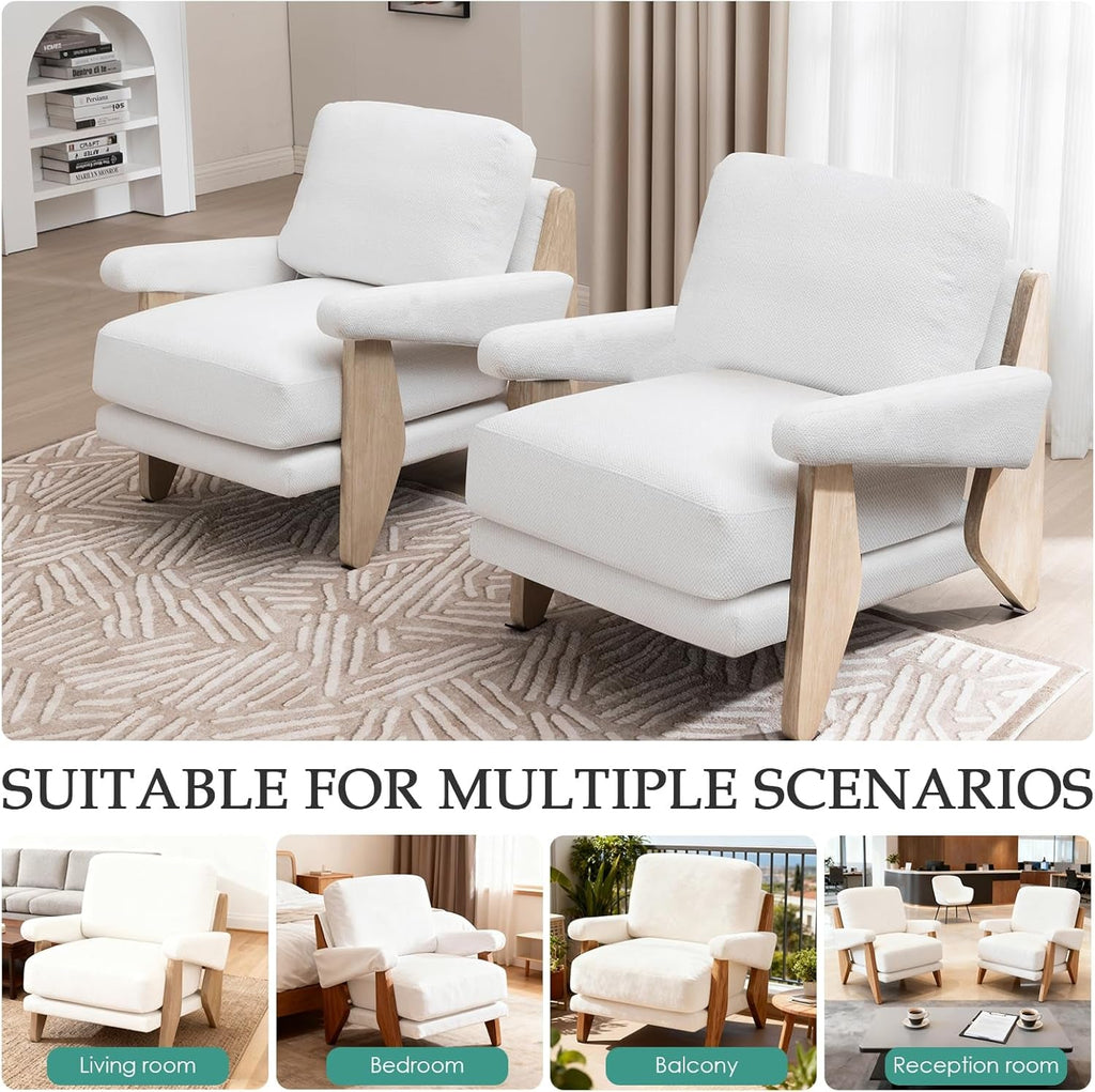 Chenille Ivory Accent Chair