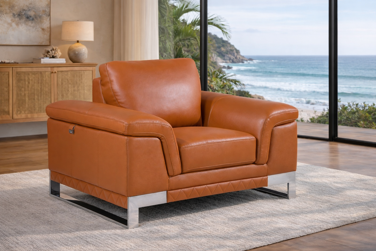 Solenne Carmel Leather Chair