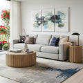 Newport Natural Wood Drum Coffee Table Set
