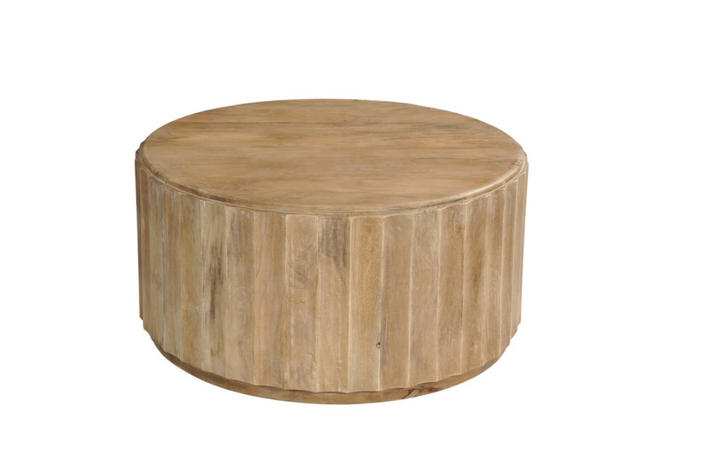 Newport Natural Wood Drum Coffee Table Set