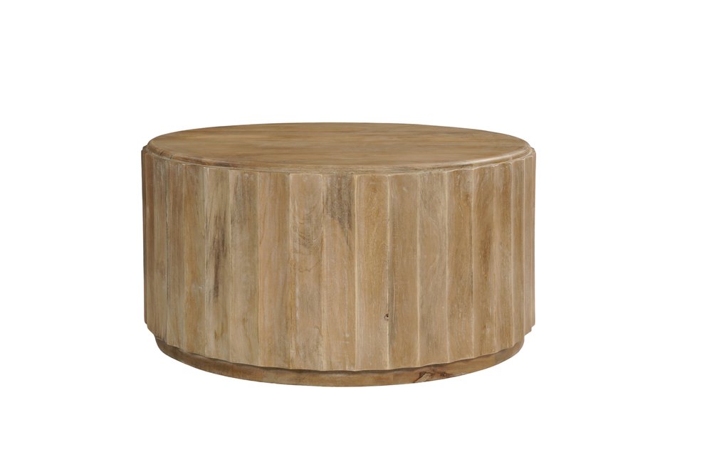 Newport Natural Wood Drum Coffee Table Set