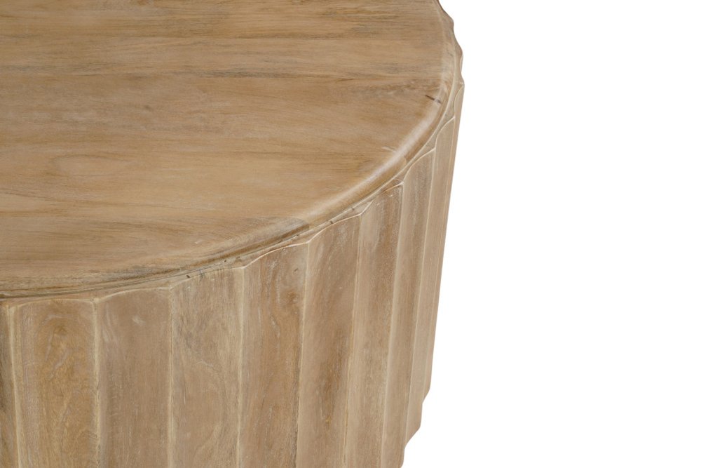 Newport Natural Wood Drum Coffee Table Set