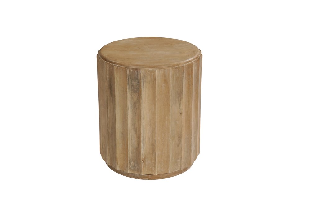 Newport Natural Wood Drum Coffee Table Set