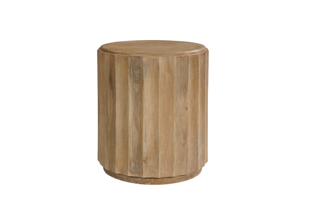 Newport Natural Wood Drum Coffee Table Set