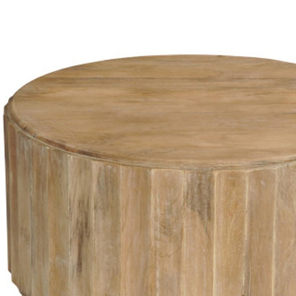 Newport Natural Wood Drum Coffee Table Set