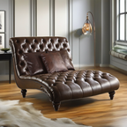 Espresso Leather Tufted Lounge Chair