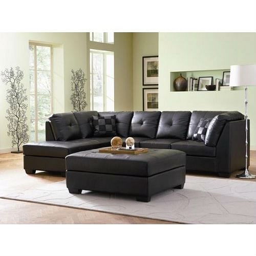 Monterey Black Leather Sectional Sofa
