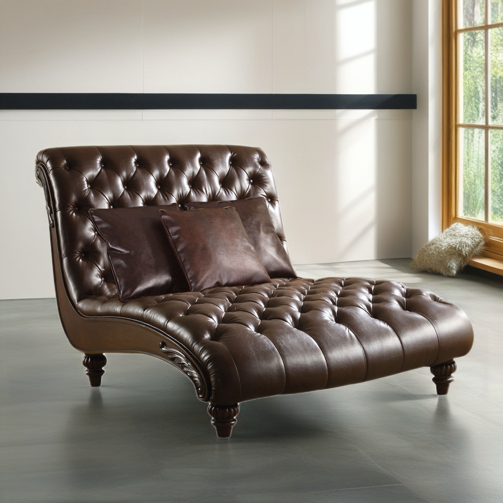 Espresso Leather Tufted Lounge Chair