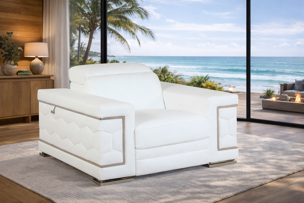 Beverly Heights Ivory Leather Chair