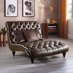 Espresso Leather Tufted Lounge Chair