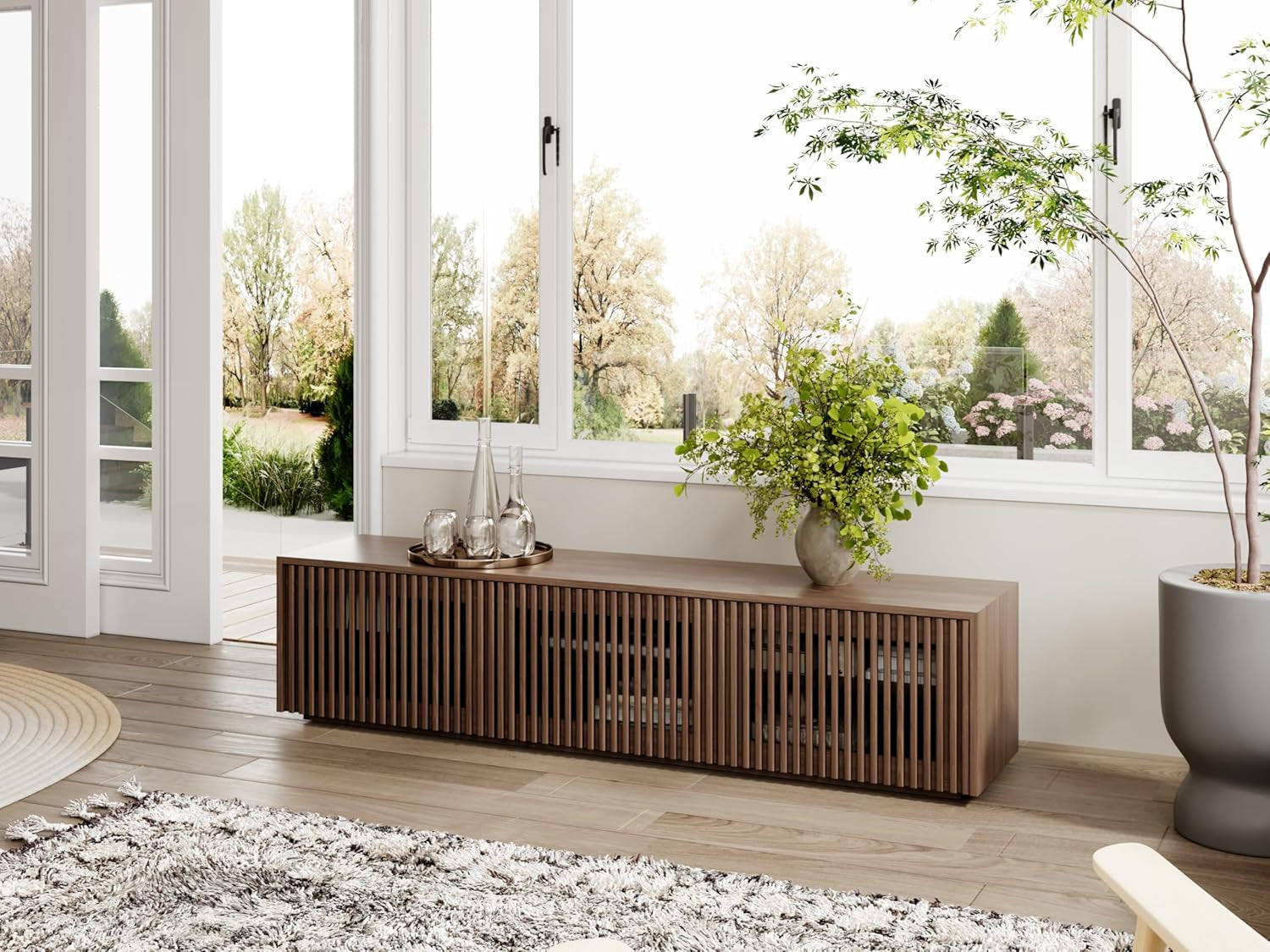 Mid Century Modern TV Stand Solid Wood Console 65 Inch TV